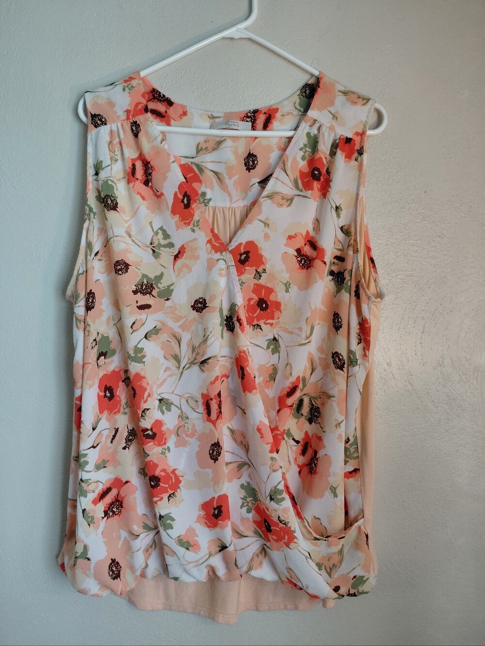 Womens Hi-low Sleeveless Beacon Apparel Floral Blouse Sz 2x